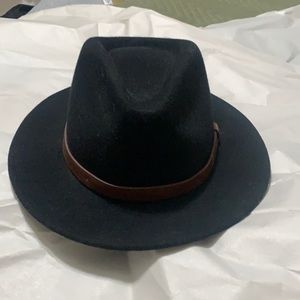 Brixton Messer Fedora, black with brown strap, sz. 7 1/4